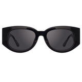 Debbie D-Frame Sunglasses in Black and Crystal Temples