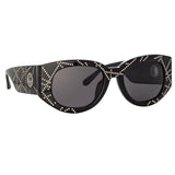 Debbie D-Frame Sunglasses in Black and Crystals