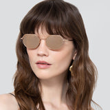 Shaw Angular Sunglasses in Rose Gold