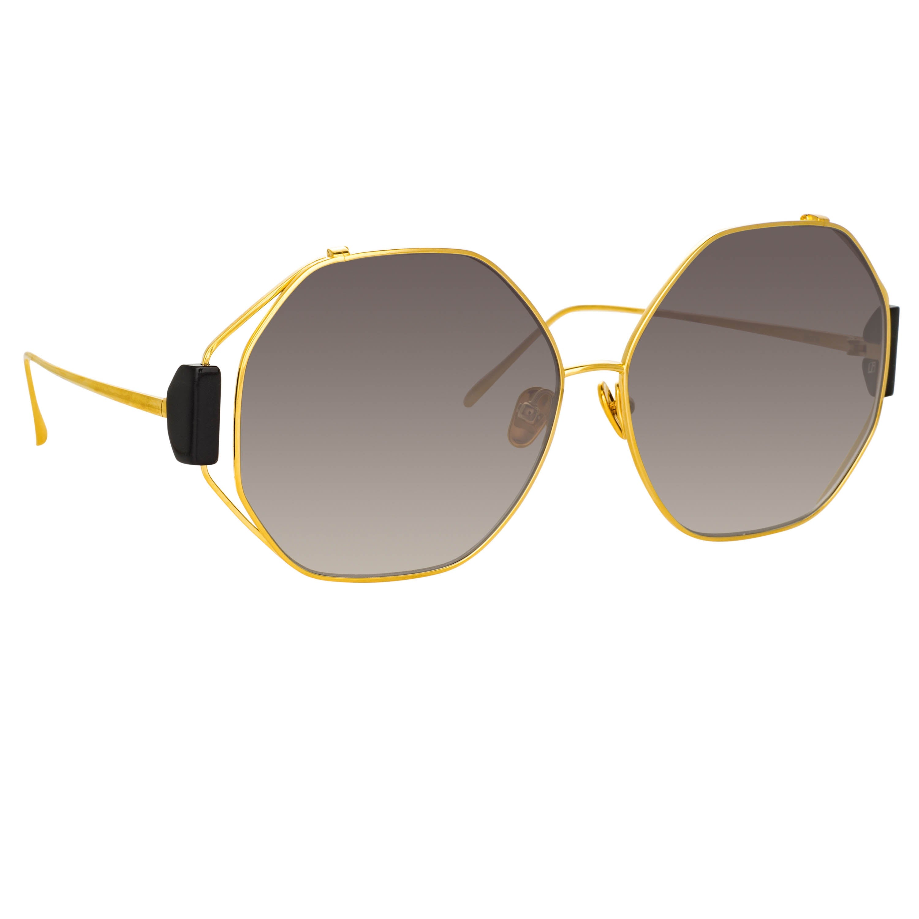 Dee Aviator Sunglasses in Yellow Gold and Grey by LINDA FARROW