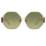 Marie Oversized Sunglasses in Light Gold and Grey