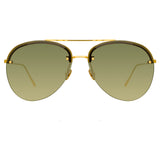 Dee Aviator Sunglasses in Yellow Gold and Green