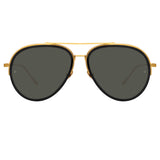 Abel Aviator Sunglasses in Black and Yellow Gold