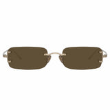 Taylor Rectangular Sunglasses in Light Gold and Brown