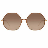 Leif Oversized Sunglasses in Rose Gold and Brown