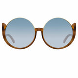 Florence Round Sunglasses in Horn and Blue