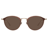 Luis Oval Sunglasses in Light Gold and Brown