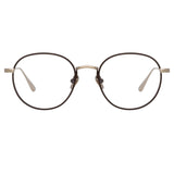 Anton Oval Optical Frame in Light Gold and Brown