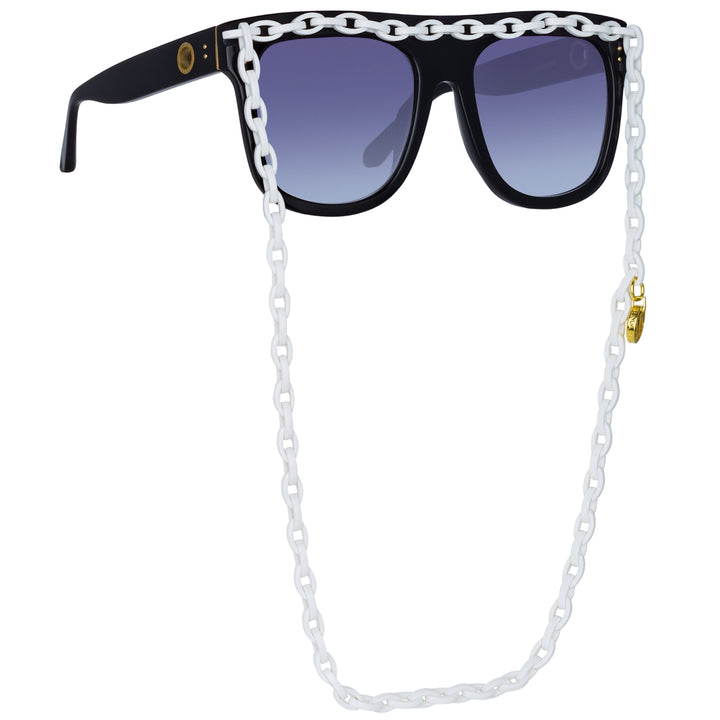 Dakota Flat Top Sunglasses in Black and Grey by LINDA FARROW