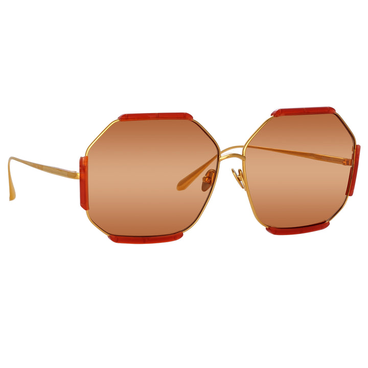 Jeepers Peepers Hex Sunglasses With Detailed Rim In Orange | ModeSens