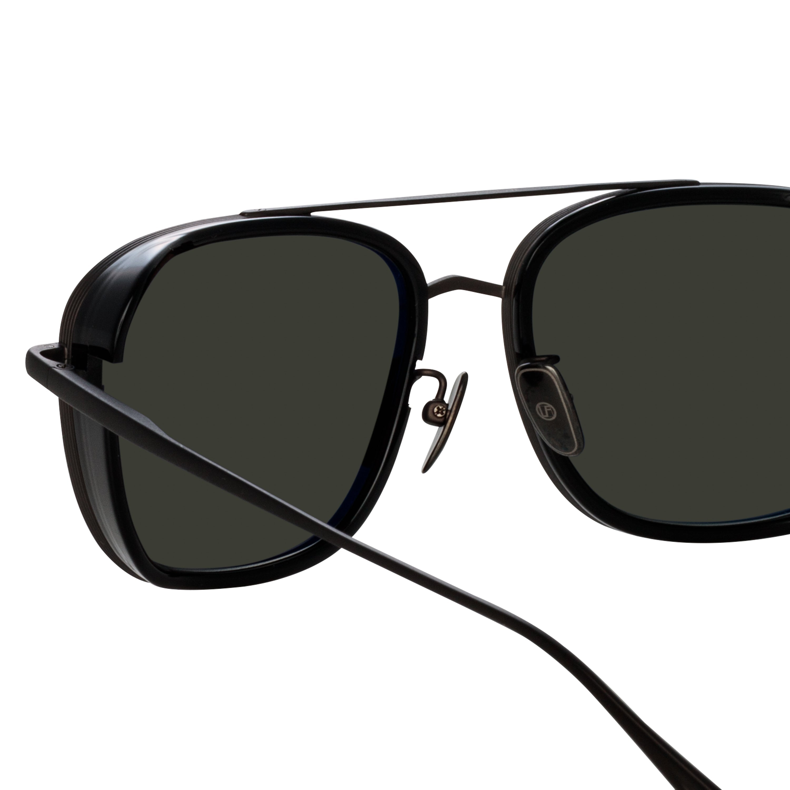 Jarvis Aviator Sunglasses in Black and Nickel by LINDA FARROW 