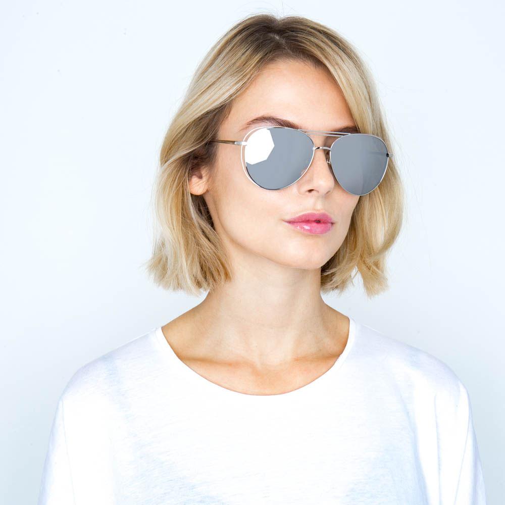 Linda Farrow Newman Aviator Sunglasses in Yellow Gold — UFO No More