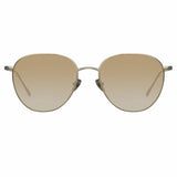 Raif Square Sunglasses in White Gold and Brown