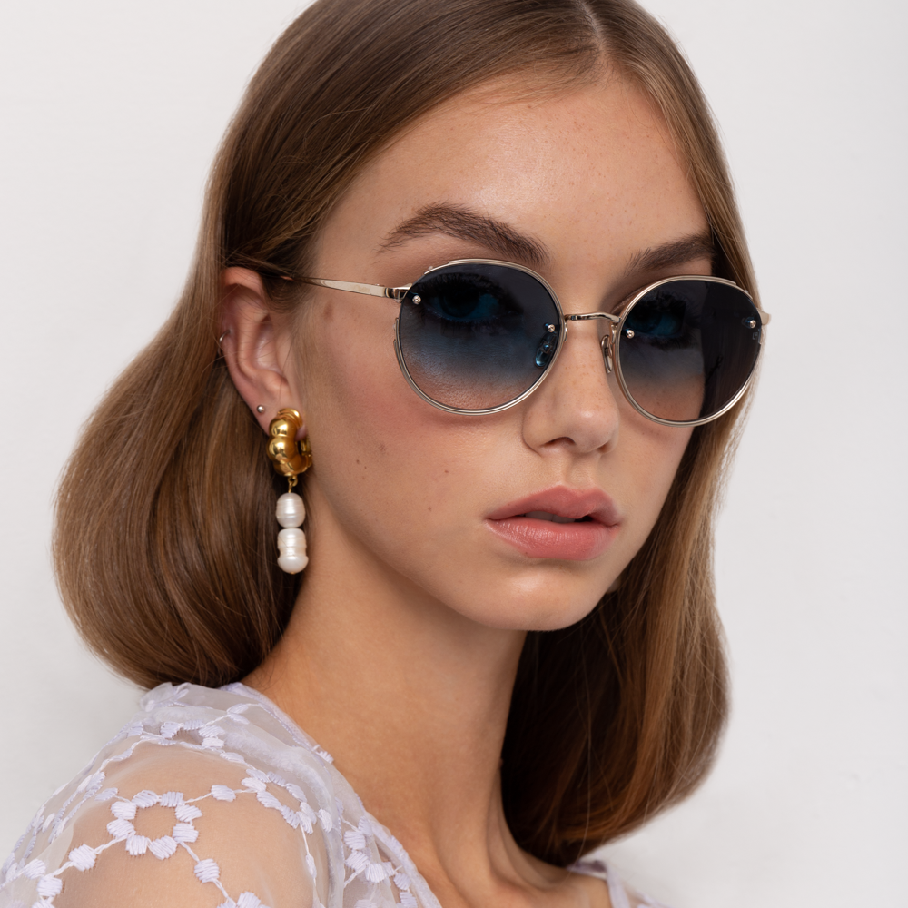 Jimi Oval Sunglasses in Rose Gold frame by LINDA FARROW – LINDA FARROW  (INT'L)