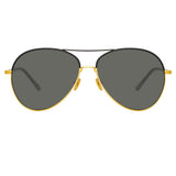 Diabolo Aviator Sunglasses in Yellow Gold