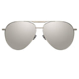 Carter Aviator Sunglasses in White Gold and Silver