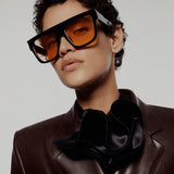 Magda Butrym x LF Flat Top Sunglasses with Orange Lenses