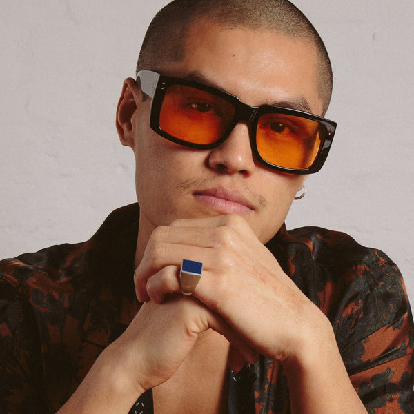 Orange shop square sunglasses