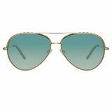 Matthew Williamson Magnolia Sunglasses in Light Gold and Green