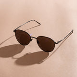 Raif Square Sunglasses in Nickel and Brown