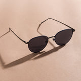 Raif Square Sunglasses in Nickel and Navy