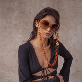 Paloma Hexagon Sunglasses in Amber