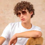 Men's Marcelo Aviator Sunglasses in Brown